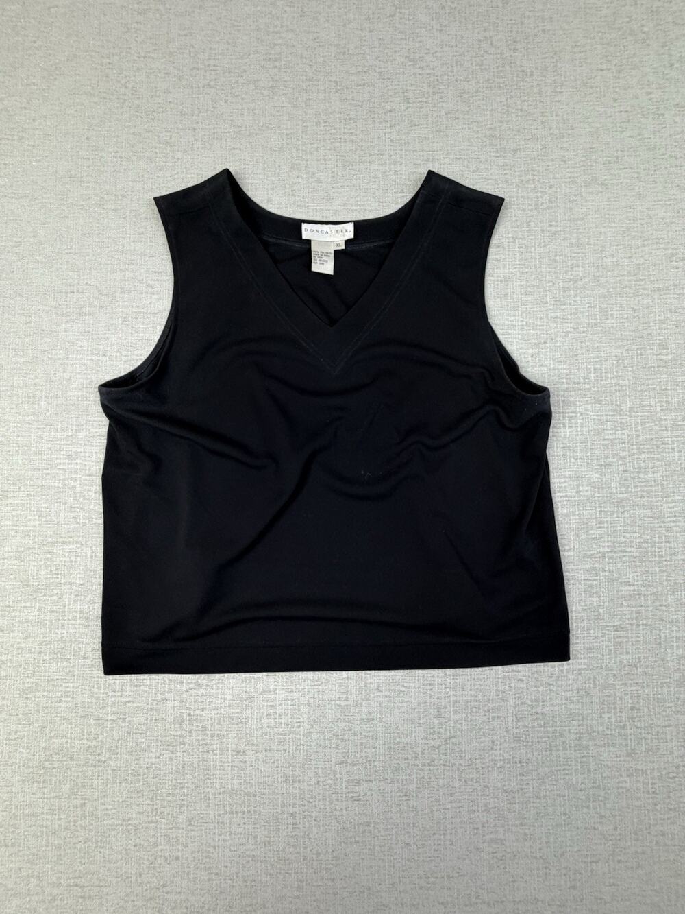Doncaster Women’s XL Black Sleeveless V Neck Tank Top Career Stretch Blouse